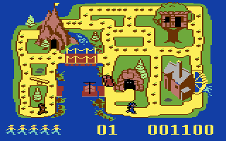 The Chase on Tom Sawyer's Island (Commodore 64) screenshot: Collecting berries on the island