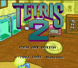 Tetris 2 (SNES) screenshot: Title screen.