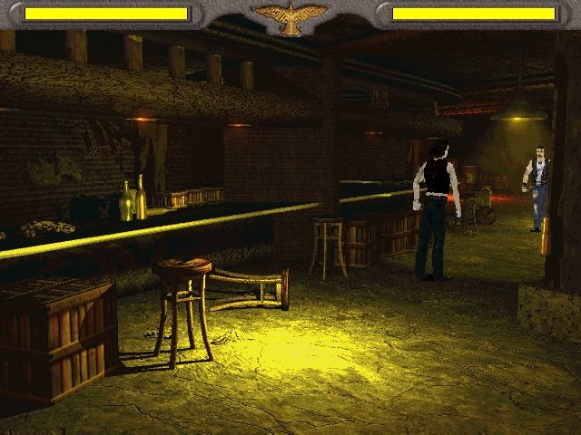 The Crow: City of Angels (Windows) screenshot: A very unfriendly tavern
