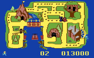 The Chase on Tom Sawyer's Island (Commodore 64) screenshot: Uh oh, better run quick!