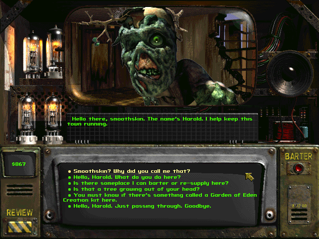 Fallout 2 (Windows) screenshot: Harold didn't get better since Fallout 1, but at least he's still alive
