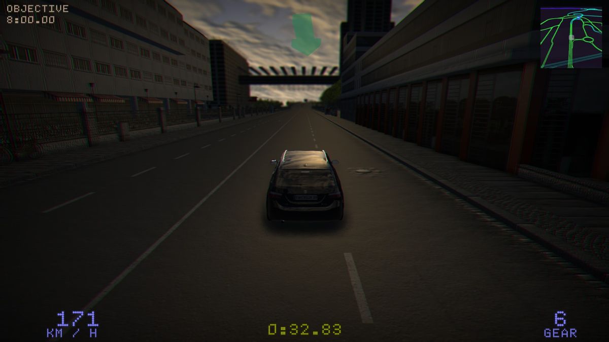 Driving Simulator 2012 (Windows) screenshot: The arrow shows the player where to go