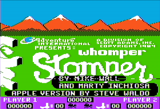 Whomper Stomper (Apple II) screenshot: Title Screen