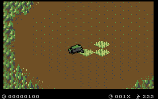Farming Simulator 19: C64 Edition (Commodore 64) screenshot: Harverster John Deere T560 at work.