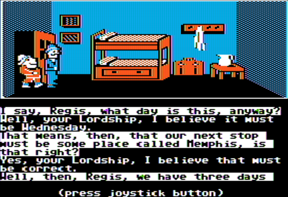 Murder on the Mississippi (Apple II) screenshot: Me and my Manservant in Conversation