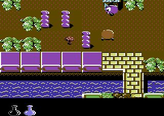 Wheelies (Commodore 64) screenshot: A friend to rescue.