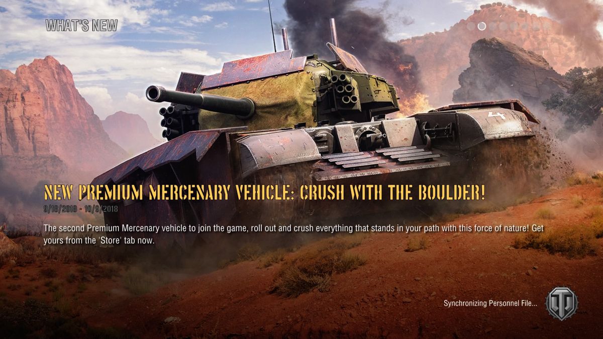 World of Tanks: Mercenaries - Boulder Ultimate (PlayStation 4) screenshot: Boulder tank announced in the news section