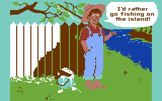 The Chase on Tom Sawyer's Island (Commodore 64) screenshot: Part of the introduction