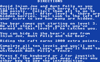 The Chase on Tom Sawyer's Island (Commodore 64) screenshot: Game instructions