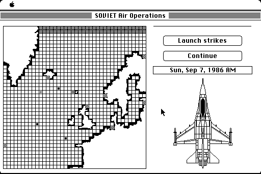 North Atlantic '86 (Macintosh) screenshot: Launching Soviet air mission