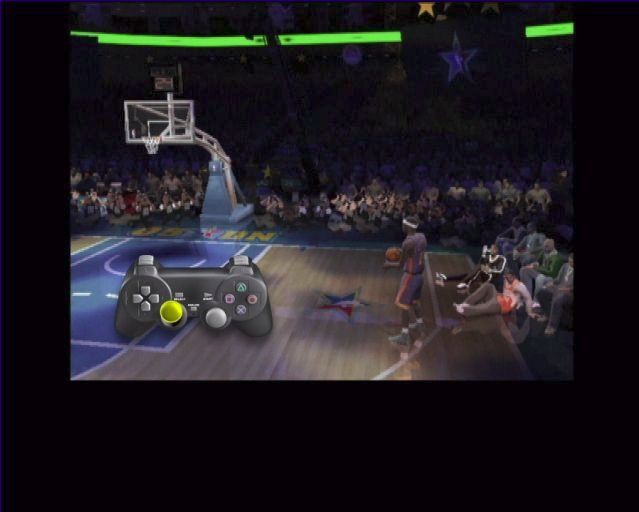 NBA Live 2005 (PlayStation 2) screenshot: The training sessions start with an animated sequence showing how to use the controller. The practice session is a separate menu option