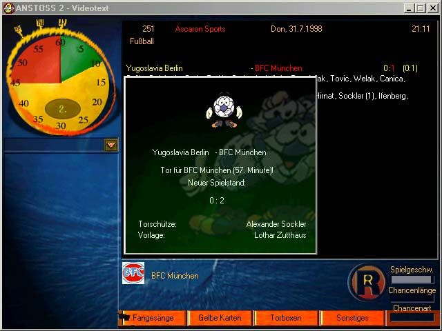 Anstoss 2: Der Fußballmanager (Windows) screenshot: Keep track of other matches in this screen.