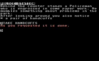 Trouble at Bridgeton (Commodore 64) screenshot: They'll might come in handy (geddit).