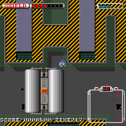 Granada (Sharp X68000) screenshot: Stage 1 - Large enemy that damages your tank when touched