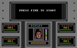 Aliens: The Computer Game (Commodore 16, Plus/4) screenshot: Start Screen.