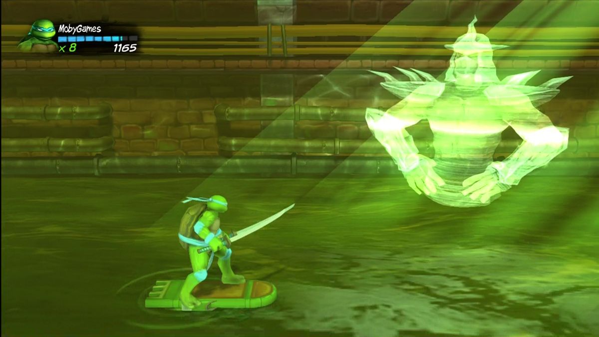 Teenage Mutant Ninja Turtles: Turtles in Time Re-Shelled (Xbox 360) screenshot: Shredder appears and banishes the Turtles into the past.