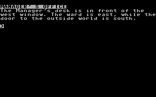 Trouble at Bridgeton (Commodore 64) screenshot: Start of your quest.