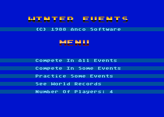 Winter Events (Atari 8-bit) screenshot: Options