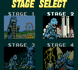 Godzilla: Kaijū no Daishingeki (Game Gear) screenshot: Stage select