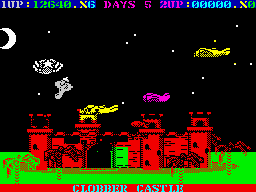 Destructo (ZX Spectrum) screenshot: Night cycle will be soon replaced by the day cycle