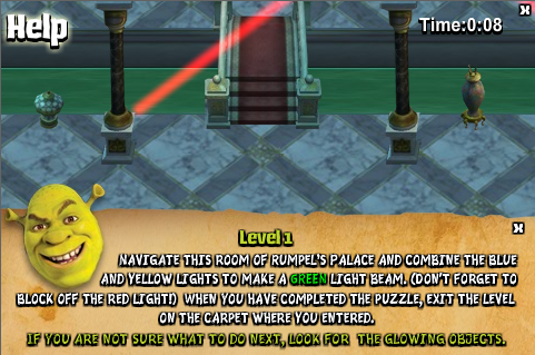 Donkey's Christmas Shrektacular (Windows) screenshot: Gameplay for Rumplestilskin's Palace.