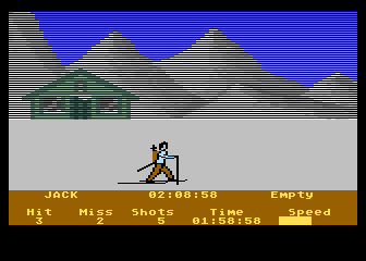 Winter Events (Atari 8-bit) screenshot: Biathlon