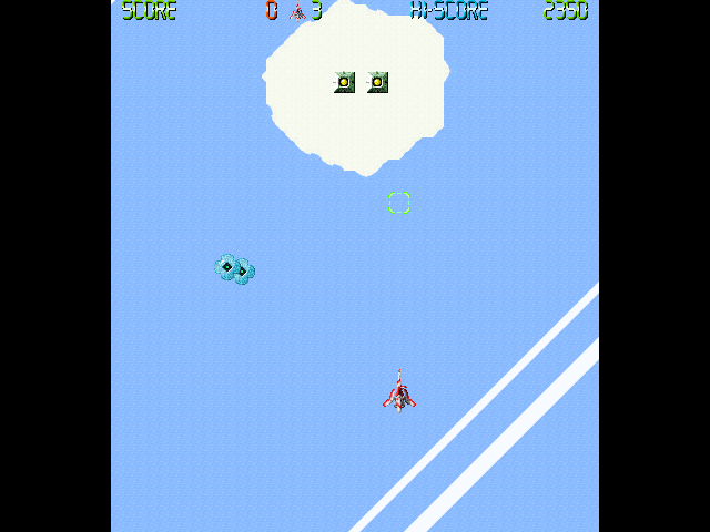 Great Glacier (Windows) screenshot: The first ground-based enemies approach, alongside two air-based enemies.