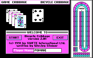 Bicycle Limited Edition (DOS) screenshot: Bicycle Cribbage: Title Screen (CGA)
