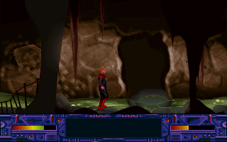 Flash Gordon: Il Rapimento di Dale (DOS) screenshot: Inside a bat-infested cave