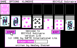 Bicycle Limited Edition (DOS) screenshot: Bicycle Solitaire: Title Screen (CGA)