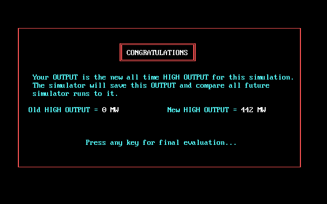 Screenshot of The Oakflat Nuclear Power Plant Simulator (DOS, 1988 ...