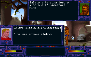 Flash Gordon: Il Rapimento di Dale (DOS) screenshot: Multiple-choice dialogue