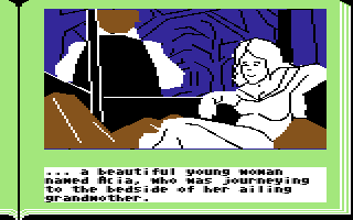 ZorkQuest: Assault on Egreth Castle (Commodore 64) screenshot: Acia the blonde heroine.