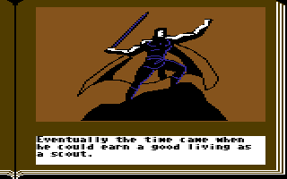 ZorkQuest: Assault on Egreth Castle (Commodore 64) screenshot: Ryker later went on to pose for Sierra Online box art.