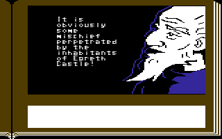 ZorkQuest: Assault on Egreth Castle (Commodore 64) screenshot: Wise old bearded gent.