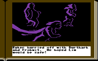 ZorkQuest: Assault on Egreth Castle (Commodore 64) screenshot: We break out the CGA-CAM for the running sequence!