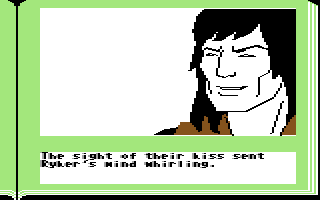 ZorkQuest: Assault on Egreth Castle (Commodore 64) screenshot: Ryker! Get your mind out of the gutter!