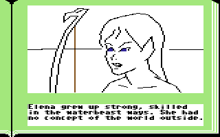 Gamma Force in Pit of a Thousand Screams (Commodore 64) screenshot: Elena comes of age.