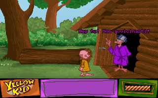 Yellow Kid: Giallo al Circo (DOS) screenshot: The local idiot looks like he's hiding something.