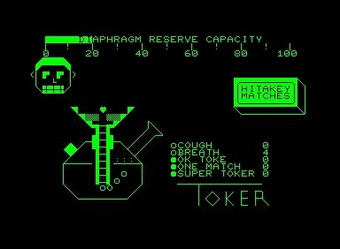 Toker (Commodore PET/CBM) screenshot: Close to coughing.