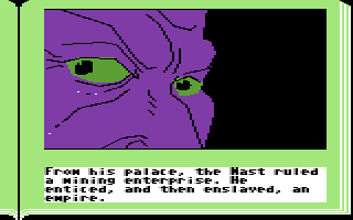 Gamma Force in Pit of a Thousand Screams (Commodore 64) screenshot: The Nast has purple skin, green eyes and a nasty attitude.