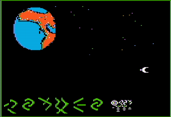 Bezare (Apple II) screenshot: Approaching Earth