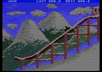 Winter Events (Atari 8-bit) screenshot: Ski Jump
