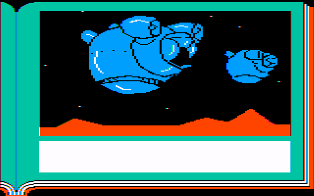 Lane Mastodon vs. the Blubbermen (PC Booter) screenshot: Blubbermen ships! (CGA with composite monitor)