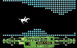 Trojan Warrior (Commodore 64) screenshot: Travelling between levels.