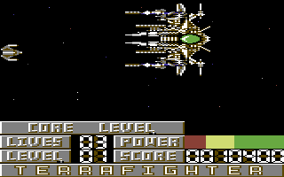 Terrafighter (Commodore 64) screenshot: End of level boss.