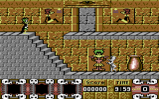 Count Duckula in No Sax Please - We're Egyptian (Commodore 64) screenshot: Platform Action