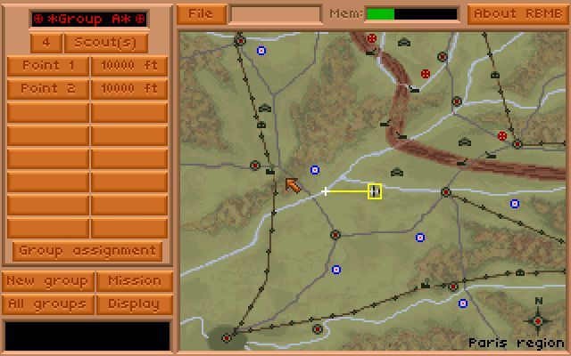 Red Baron with Mission Builder (DOS) screenshot: Mission Builder: Main screen