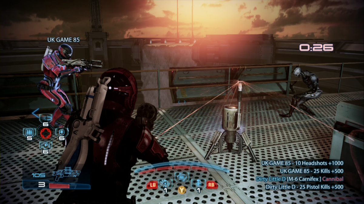 Mass Effect 3: Earth Multiplayer Expansion (Xbox 360) screenshot: The N7 Demolisher can install a supply pylon which generates ammo and restores shields.