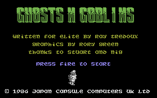 Ghosts 'N Goblins (Commodore 16, Plus/4) screenshot: Title Screen